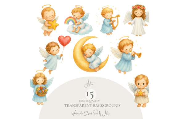 Angel Clipart Set: Elevating Digital Design with Cherubic Charm