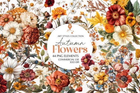 Autumn Flower Bouquets Clipart PNG Guide