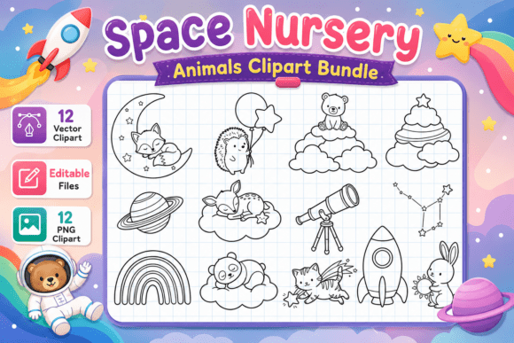 Designing Celestial Dreams: A Comprehensive Guide to Using Space Nursery Animals Clipart