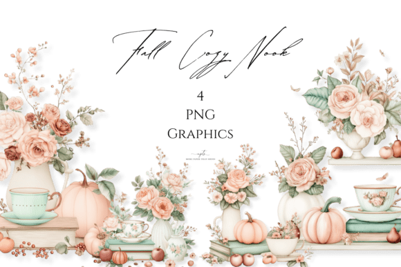 Elevating Autumn Design: The Rise of Cozy Pastel Florals, Pumpkins Teacups in Creative Workflows