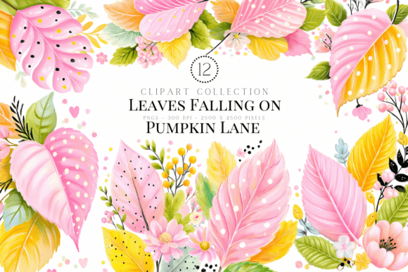 Elevating Autumn Design: The Strategic Appeal of Leaves Falling on Pumpkin Lane Clipart