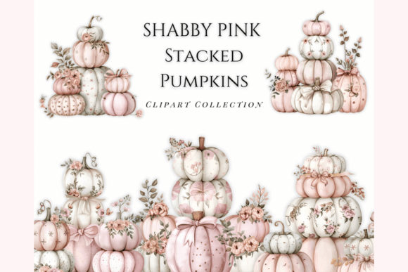 Elevating Autumn Design: The Strategic Appeal of the Shabby Pink Stacked Pumpkins Clipart Set