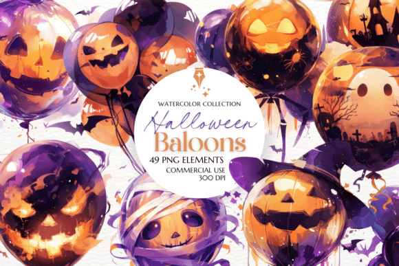 Elevating Spooky Designs with Halloween Balloons Clipart Sublimation
