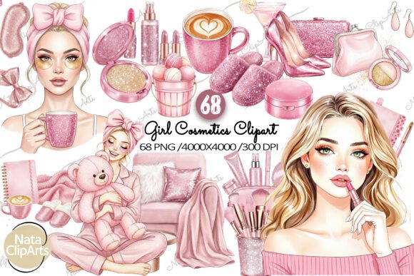 Evaluating Girl Cosmetics Clipart for Feminine Design Projects
