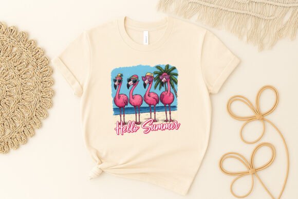 Hello Summer Flamingo Beach Vibe Clipart: Elevate Your Creative Projects with Tropical Flair