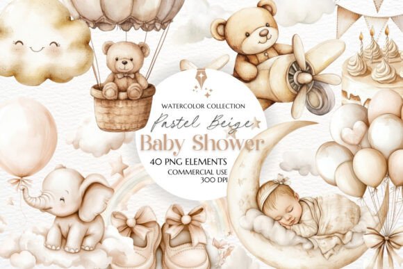 Pastel Beige Baby Shower Clipart Guide