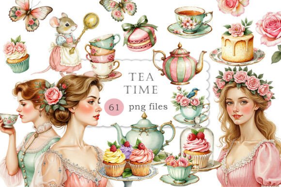 Shabby Tea Time Victorian Watercolor PNG: A Guide to Elegant Digital Design