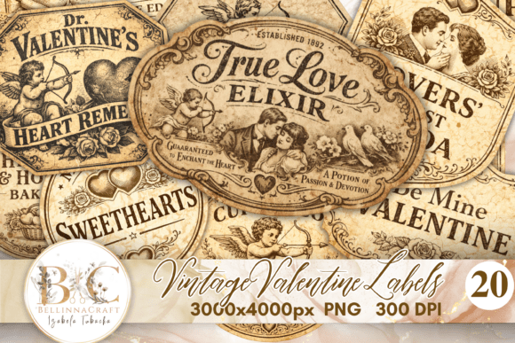 Strategic Design: Leveraging Vintage Valentine Labels PNG for Brand Cohesion and Creative Impact