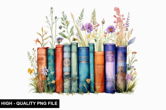 Watercolor Floral Book Clipart PNG