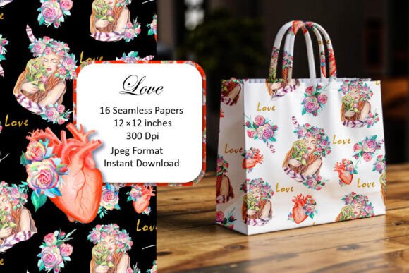 Watercolor Love Digital Paper Pack, JPG: Elevate Your Creative Projects with Hand-Painted Charm